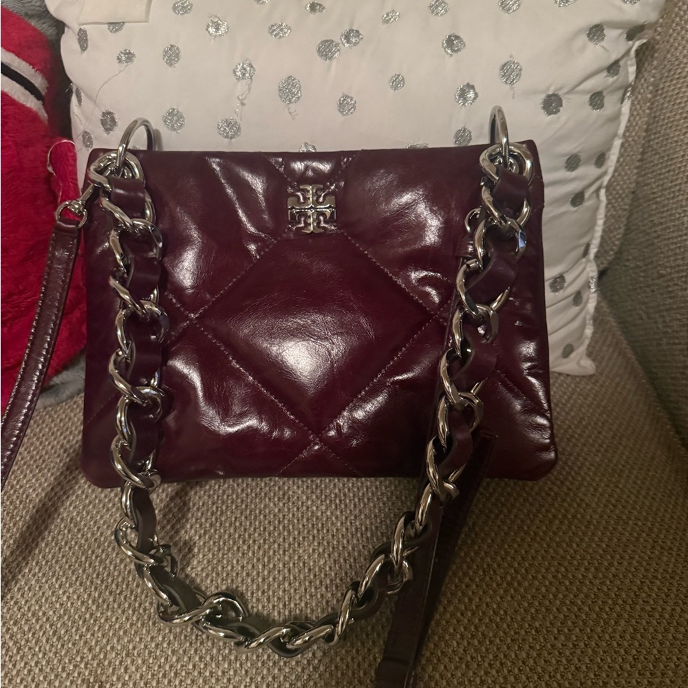 Tory Burch Dark Red/Burgundy Leather Shoulder Bag
